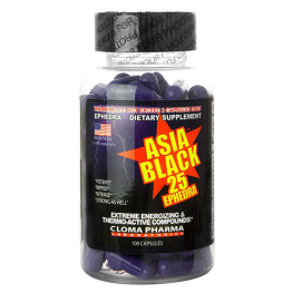 Asia Black 25 Ephedra Fat Burner Energy Booster 100ct