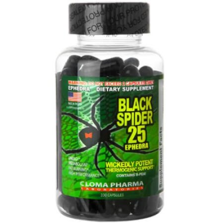 Black Spider 25mg Ephedra Cloma Pharma Fast Fat Loss Pills 100ct