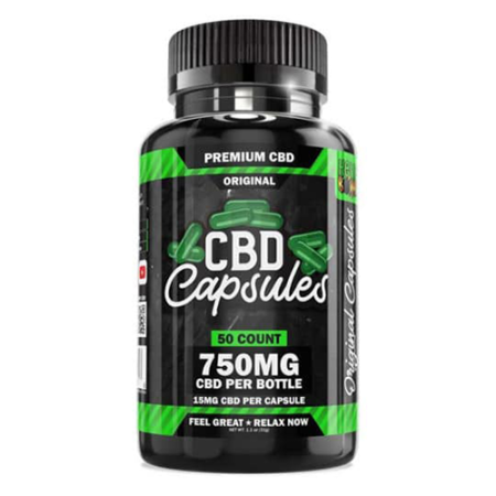 CBD Capsules 750mg Original Hemp Bombs Pure Daily Zero THC 50ct